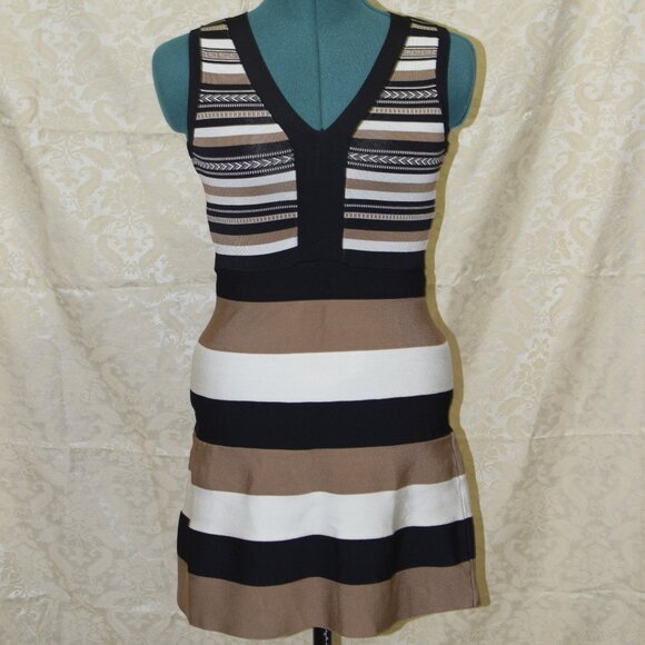 Karen Millen Bodycon Stripe Bandage Knit Dress XS - Picture 2 of 8